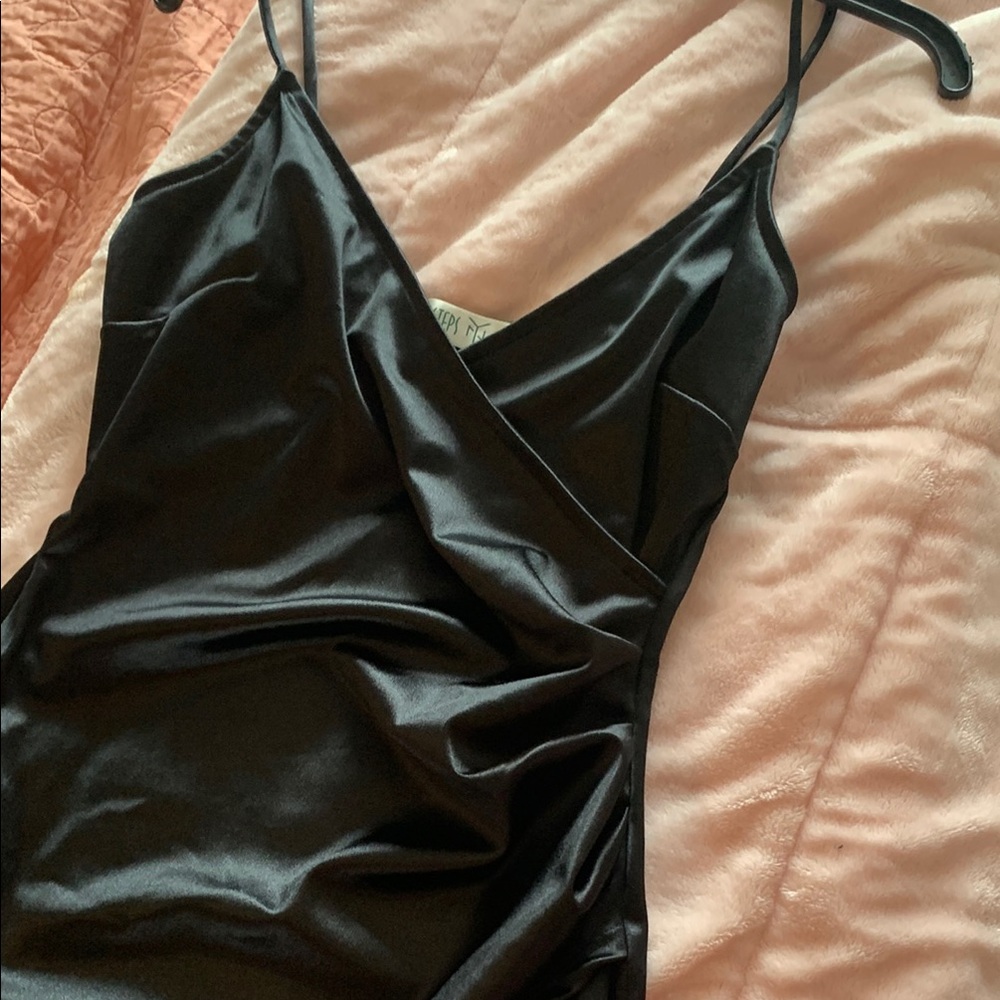 Elegant Black Satin Dress